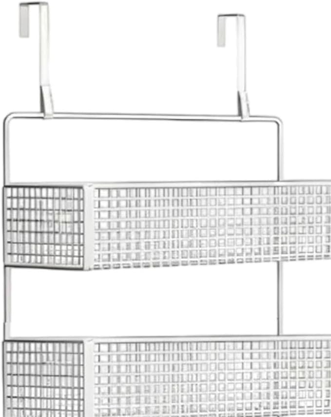 Over The Door Basket Organizer 3 Tier Hanging Storage Rack Wall Mounted Shelf for Cabinet, S White