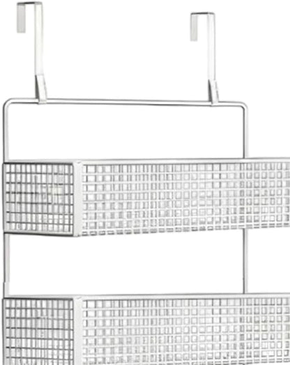 Over The Door Basket Organizer 3 Tier Hanging Storage Rack Wall Mounted Shelf for Cabinet, S White
