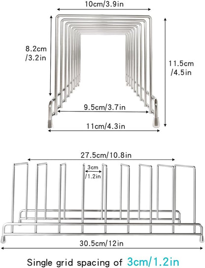 YQh 2 pieces，Kitchen Cabinet Organizer Rack for Cutting Boards, Bakeware, and Pan Storage, Stainless Steel