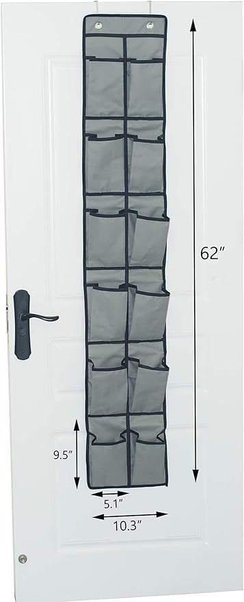 Shoe Organizer Over the Door 12 Pockets Shoe storage for Bedroom Door Hanging Shoe Rack Bathroom Closet Storage (Gray-2 Pack)