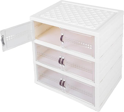 Zerodis Boot Shoe Boxes Box Multi Layer Foldable Shoe Organizer with Magnetic Door for Organizing Shoes Shoe Storage Box Stackable Plastic Shoe (3 Tier)