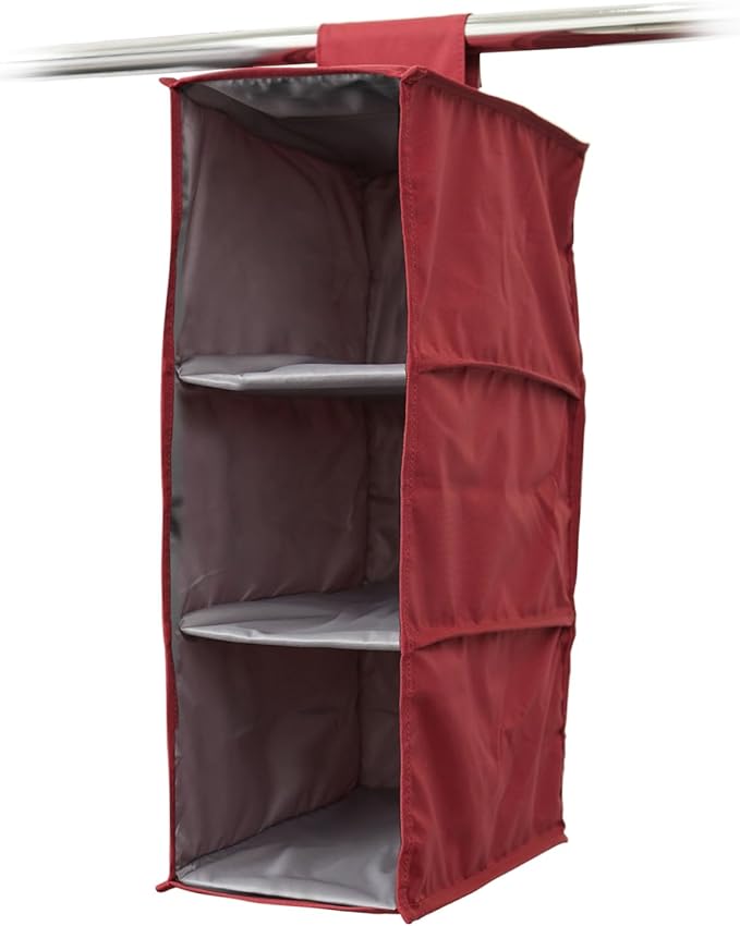 Covermates Keepsakes Hanging Shoe Organizer - Heavy Duty Material, Sturdy Interior Shelves - Closet Storage, Scarlett Red
