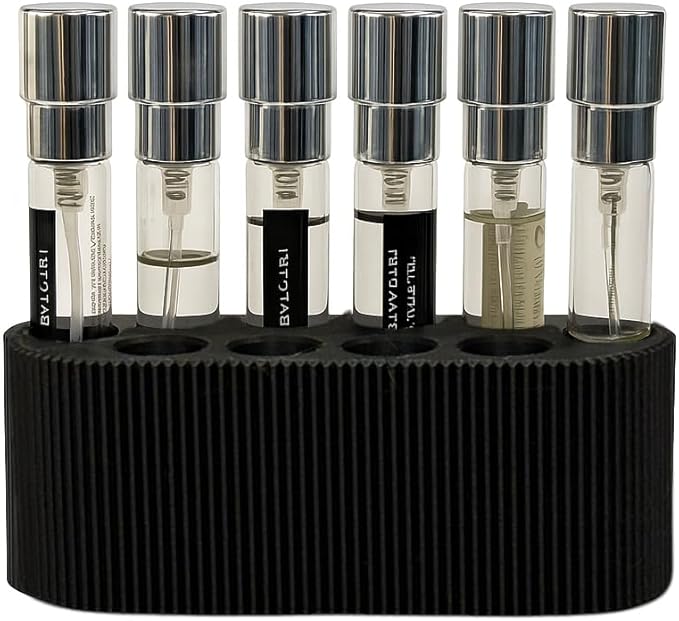 Perfume Sample Organizer for Bathroom or Vanity – Ideal Makeup and Skincare Storage, Desk and Bathroom Counter Organizer, Gift for Her ((BLACK) Fits 8mL Atomizers (Travel Size))