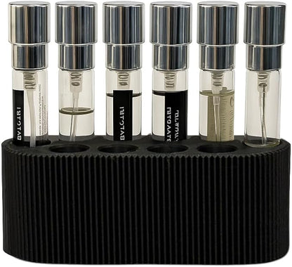 Perfume Sample Organizer for Bathroom or Vanity – Ideal Makeup and Skincare Storage, Desk and Bathroom Counter Organizer, Gift for Her ((BLACK) Fits 8mL Atomizers (Travel Size))