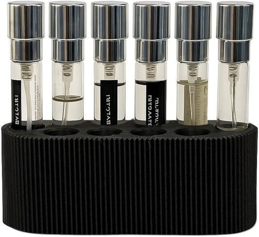 Perfume Sample Organizer for Bathroom or Vanity – Ideal Makeup and Skincare Storage, Desk and Bathroom Counter Organizer, Gift for Her ((BLACK) Fits 8mL Atomizers (Travel Size))