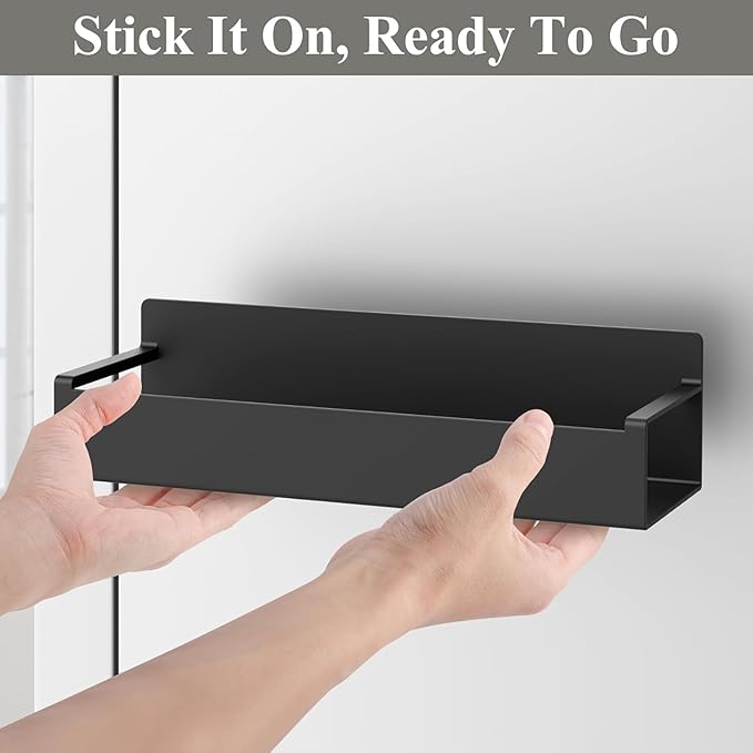 HuggieGems 6 Pack Magnetic Spice Rack Organizer for Refrigerator and Oven, Black Fridge Organizers and Storage for Kitchen
