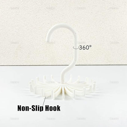 AUEAR, 8 Pack 360 Degree Rotating Scarf Hanger 20 Hooks Twirl Plastic Ties for Women Men Home Bedroom Supplies (White)