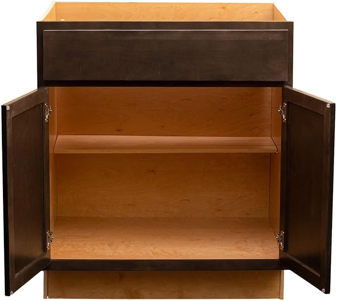 Quicklock RTA (Ready-to-Assemble) | Base Kitchen Cabinets - Shaker Style | Made in America (Espresso Stain, 33" Wx34.5 Hx24 D Base)