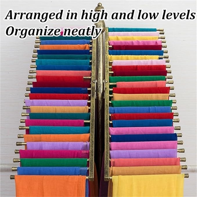 Freestanding Scarf Hanger, Metal Fabric Display Rack, Multifunctional Swatch Display Stand for Shawl and Silk Scarf, Space-Saving Hijab Stand for Home, Clothing Store(Brass)