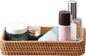 8in Rattan Bathroom Vanity Tray, Toilet Tank Basket, Bathroom Decor Box, Small Narrow Guest Towel Holder for Vanity, Countertop, Bathroom, Kitchen and Cabinet Storage(Color:Wood)