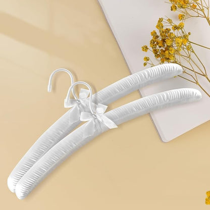 TOPIA HANGER Padded Hangers for Women Clothing,17-inch Satin Hangers 10 Pack Thick Foam Padded No Shoulder Bump for Sweaters, Coat, Blouses, Dresses-White, CT18W-10