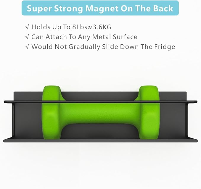 Magnetic Spice Rack For Refrigerator, Magnetic Fridge Shelf For Kitchen, Magnetic Shelf For Fridge Space Saving Black 4 Pack With Magnetic Paper Towel Holder