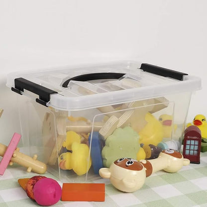 Pekky 6 Quart Storage Box with Handle and Latching Fresh Design, Small Toy Organizer Bin, Set of 2