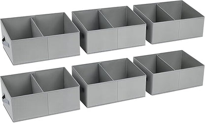 DIMJ Trapezoid Storage Bins for clothes - 6 Packs Closet Organizers and Storage Baskets, Foldable Closet Baskets with Handles and Divider, Closet Storage Bin Toybox for Shelves Living Room Bedroom