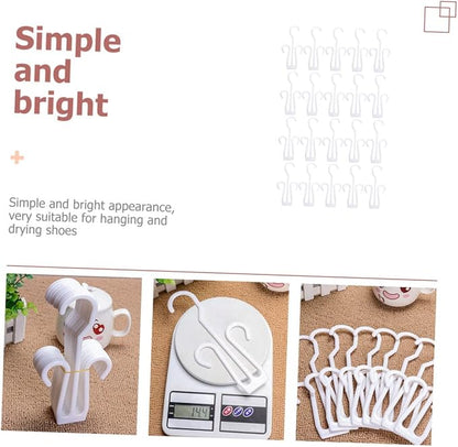 Luxshiny 20Pcs Hanging Shoe Hooks Plastic Shoe Hangers for Display and Drying Household Organizer Racks for Storage and Showcases