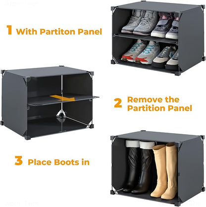 NiHome Shoe Rack Organizer with Doors - 24 Pairs Closet Shoe Organizers and Storage - Stackable Plastic Shoe Storage Box - Free Standing Shoe Rack for Entryway Garage Bedroom