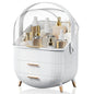 BTGGG Makeup Organizers, Make Up Organizer for Vanity, Countertop Cosmetic Storage with Drawers and Transparent Cover for Bedroom Bathroom, White