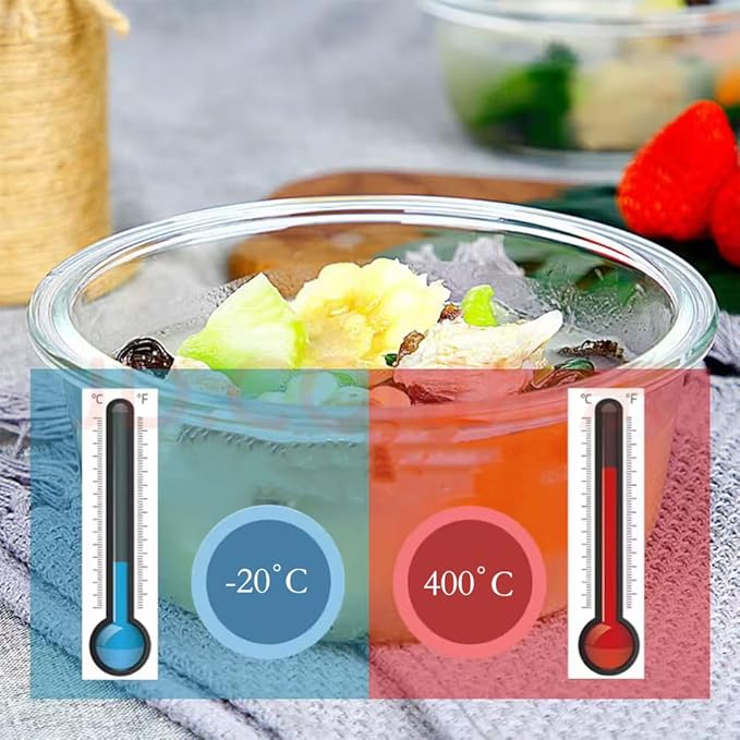 12Oz Round Glass Food Containers With Lids, Small Round Glass Meal Prep Containers,1.5 Cup Clear Food Storage Containers With Lids BPA-Free, Microwave, Dishwasher, Freezer Safe（Black