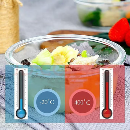 12Oz Round Glass Food Containers With Lids, Small Round Glass Meal Prep Containers,1.5 Cup Clear Food Storage Containers With Lids BPA-Free, Microwave, Dishwasher, Freezer Safe（Black