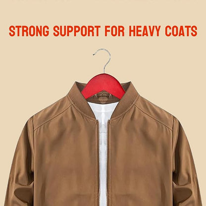Passionate Red Wooden Hangers 20 Pack for Adults Heavy Duty Non-Slip Clothes Hangers, Colorful Wood Hangers Pack of 20 Sturdy Coat Hangers for Men Women Shirts Pants Coats Assorted Colors (RED)