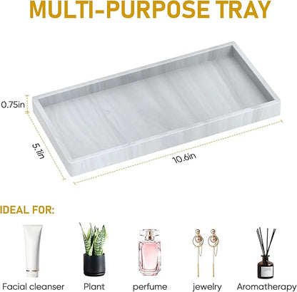 Silicone Bathroom Tray,Shatterproof Bathroom Vanity Tray,High-Grade Silicone Durable Rectangle Tray for Bathroom Trays for Counter Soap Dispenser Tray-Large 10.6 * 5.1 in