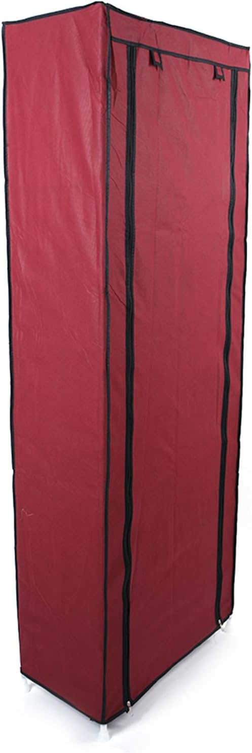 lapday 10 Tier Shoe Rack with Covers, Narrow Tall Shoe Shelf with Side Pocket, Free Standing Shoe Storage Cabinet for Closet Hallway,Bedroom,Entryway (Wine Red)