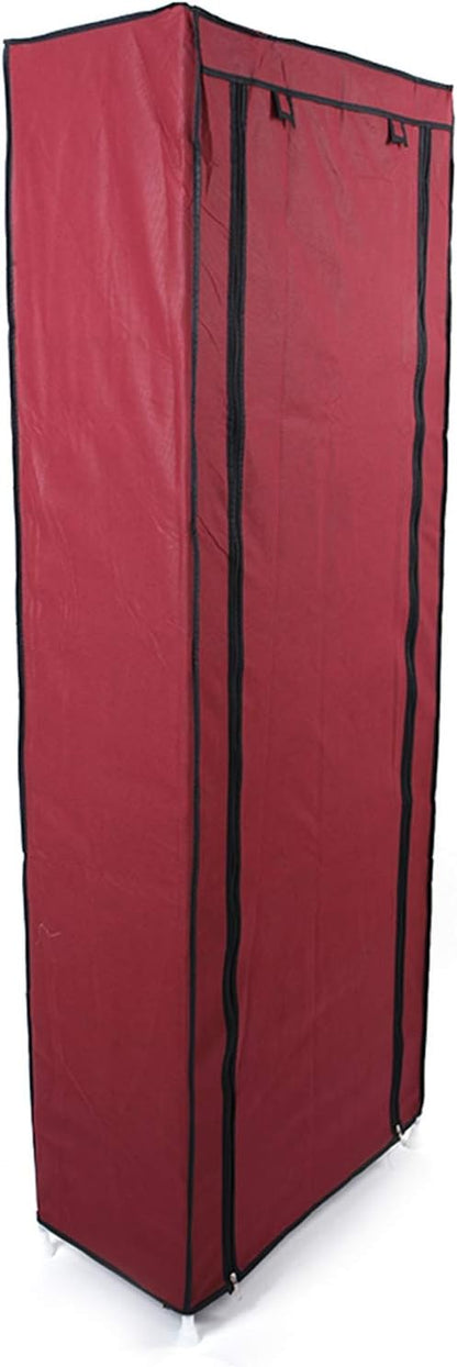 lapday 10 Tier Shoe Rack with Covers, Narrow Tall Shoe Shelf with Side Pocket, Free Standing Shoe Storage Cabinet for Closet Hallway,Bedroom,Entryway (Wine Red)