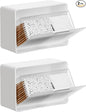Qtip Holder, 2 Pack Wall Mount Qtip Holder Organizers for Bathroom Cotton Swabs, Balls, Cosmetic Cotton Pads, Dental Floss Storage - White