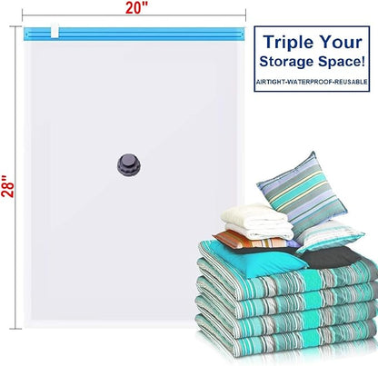 12 Combo Pack : 10 Large/Medium Space Saver Vacuum Seal Storage Bags + 2 Carry On TSA Toiletry Pouch bags - Wholesale Combo Deal