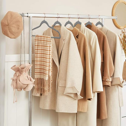 Stormix 36 Pack Velvet Hangers, 17.3 x 8.9 Inches Clothes Hangers, Non Slip Dresses Hangers with Shoulder Notches for Adult Gray - Rose Gold Hook