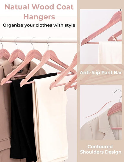 StorageWorks Cedar Wood Clothes Hanger 10 Pack, Wooden Coat Hangers for Shirts, Jackets, Pants, Suits, Sweaters