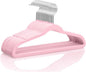 MIZGI Kids Velvet Hangers,Non-Slip Big Kids Hangers,14 Inch Hangers for Youth,Teen Clothes,Pack of 50（Pink/Silver）