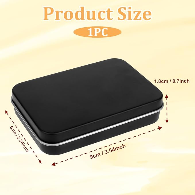 Metal Tins with Lids, Black Small Rectangular Hinged Box Container Portable Storage Case Organizer for Home Jewelry, Cosmetic Tools, Gifts Wrapping, Small Items