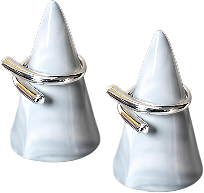 Marble Conic Ring Holder Jewellery Stand Organiser Storage Cone Ring Display Table Decor Photo Props (2, Gray)