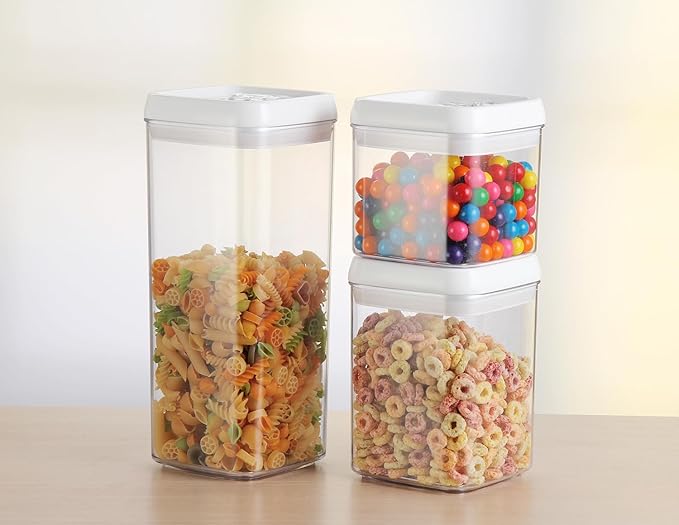 Felli Flip Tite Food Storage Container 4" Medium Size Airtight Lid Lock Top, Stackable Kitchen Canister for Space Saving, Pantry Fridge Cupboard Organizer, Spice Seasoning Pet Treats Snack (0.5 qt)