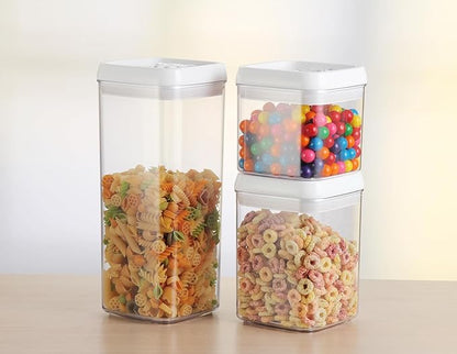 Felli Flip Tite Food Storage Container 4" Medium Size Airtight Lid Lock Top, Stackable Kitchen Canister for Space Saving, Pantry Fridge Cupboard Organizer, Spice Seasoning Pet Treats Snack (0.5 qt)