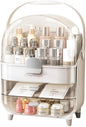 Makeup Organizer, Skincare Organizers with Clear Lid & 2 Drawers and 360° Rotating Brush Holder