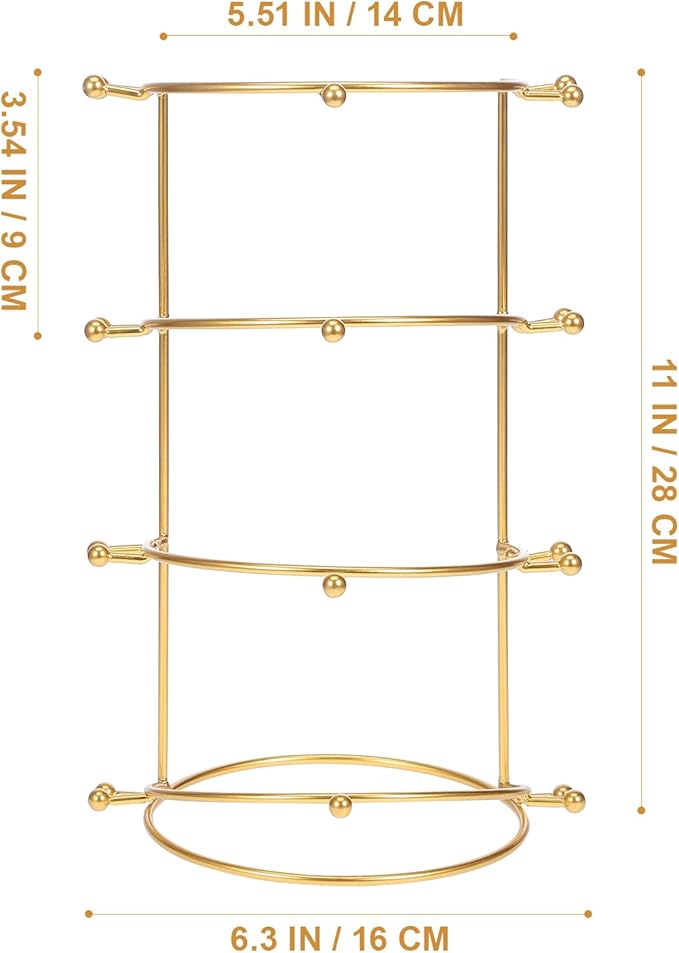 CALLARON Crown Display Stand, Jewelry Organizer Stand 4-Layer, Metal Necklace Display Holder, Vintage Headband Display, Gold Headdress Storage Rack Display for Crown Hairband Necklace Jewelry