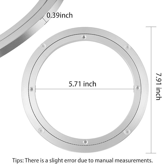 QDiShi 8 Inch Lazy Susan, Heavy Duty Swivel Turntable Aluminum Bearing Metal Rotating Turntable Bearings Swivel Plate Hardware for Dining-Table and Workbench (8 inch)
