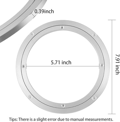 QDiShi 8 Inch Lazy Susan, Heavy Duty Swivel Turntable Aluminum Bearing Metal Rotating Turntable Bearings Swivel Plate Hardware for Dining-Table and Workbench (8 inch)