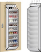 KEEPJOY 10 Tiers White Over Door Shoe Organizer Storage, Hanging Shoe Holder for Door with Large Deep Pockets, Fit 20-30 Pairs Shoe Rack for Sneakers, Boots (White)