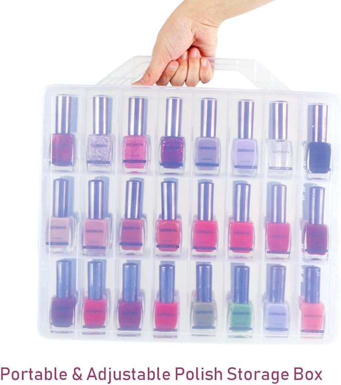 Kissbuty Universal Nail Polish Holder Organizer for 48 Bottles Adjustable Dividers Space Saver