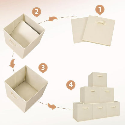 STORAGE MANIAC Storage Cubes, 13 Inch Collapsible Storage Bins with Handles, 8 Pack Fabric Foldable Bins for Organization, Durable Storage Bins for Closet, Shelves, Offices, Toys, 8-Pack Beige