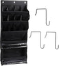 Over The Door Shoe Bag Breathable Space Saving Hanging Storage Holder with Pockets Multi Purpose Organizer for Closet Bathroom Dorm 600D Oxford Fabric 16.5x5.9x39.8in (Black)