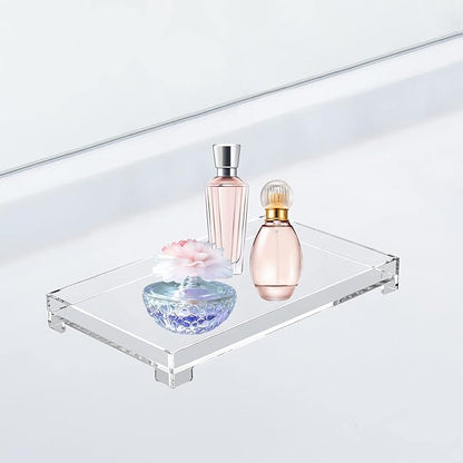 Vanity Bathroom Tray, Acrylic Rectangle Decorative Catchall Organizer Storage Tray (Medium-Clear)