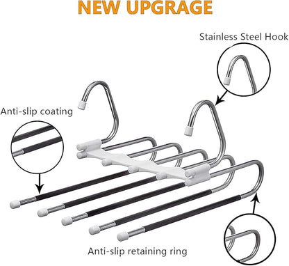 Kalimdor Pants Hangers 2 Pack Space Saving Metal Closet Organizer,Clothes Pants Hangers,Anti-Slip Design,Closet Organizers and Storage for Pants Jeans Skirts Scarf Legging