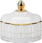 ALAMHI Decorative Candy Bowl Candy Jar with Lid, Candy Dish Storage Food Cotainers Jar, Glass Trinket Box Jewelry dish, Apothecary Jars Keepsake Boxes with Lids Modern Home Decor (White)