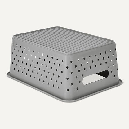Amazon Basics Decorative BPA-Free Plastic Storage Baskets, 9.9 x 7.4 x 4.16, Grey, Pack of 6