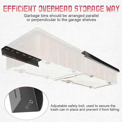 Overhead Garage Storage Rack, Adjustable Ceiling Mounted Garage Organizer, Heavy Duty Metal Overhead Shelf support up to 2 Bin,Space Saver Storage System for Home, Basement – Black