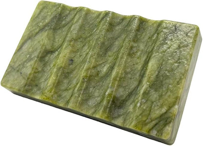 WeDoDecor Real Marble Soap Dish for Shower - Decorative Stone Tray, Small Bar Soap Holder with Drainage | Non-Slip, Luxury Bath Room Accessories (Earth Green)